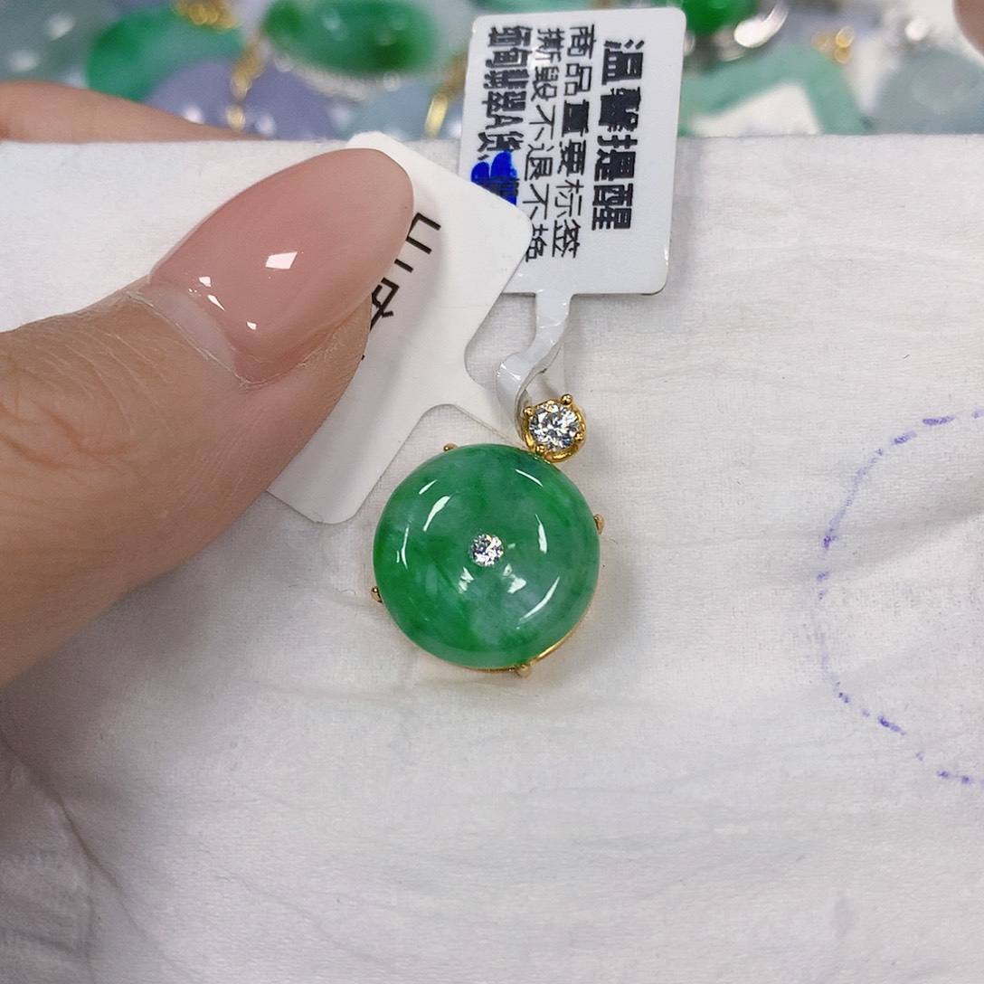 翡翠银S925镶嵌颈饰天然翡翠a货 百元以上9米证书费自理