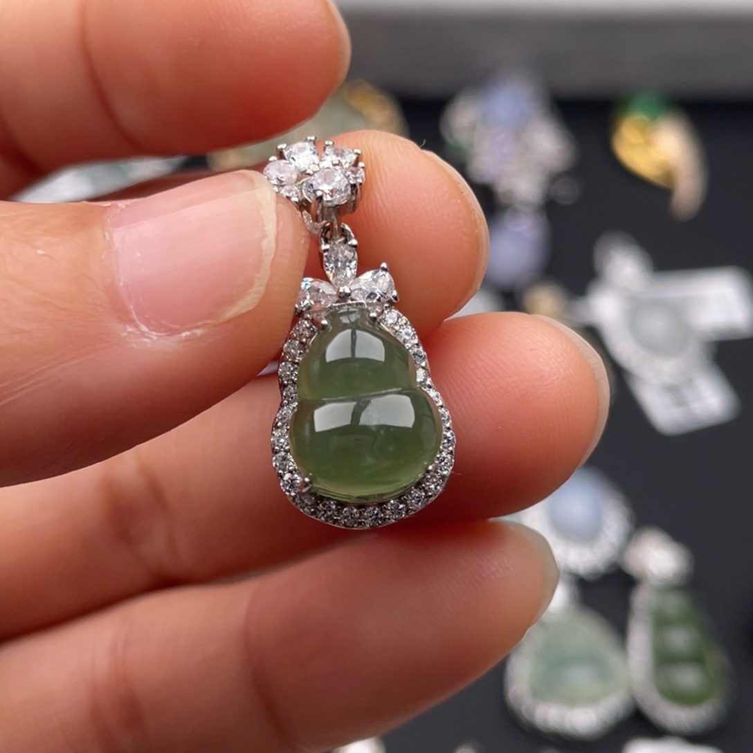 翡翠银S925镶嵌吊坠(不含链)