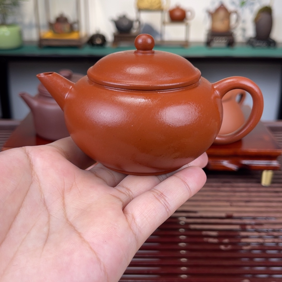 茶壶紫砂150毫升半手工小红泥水平