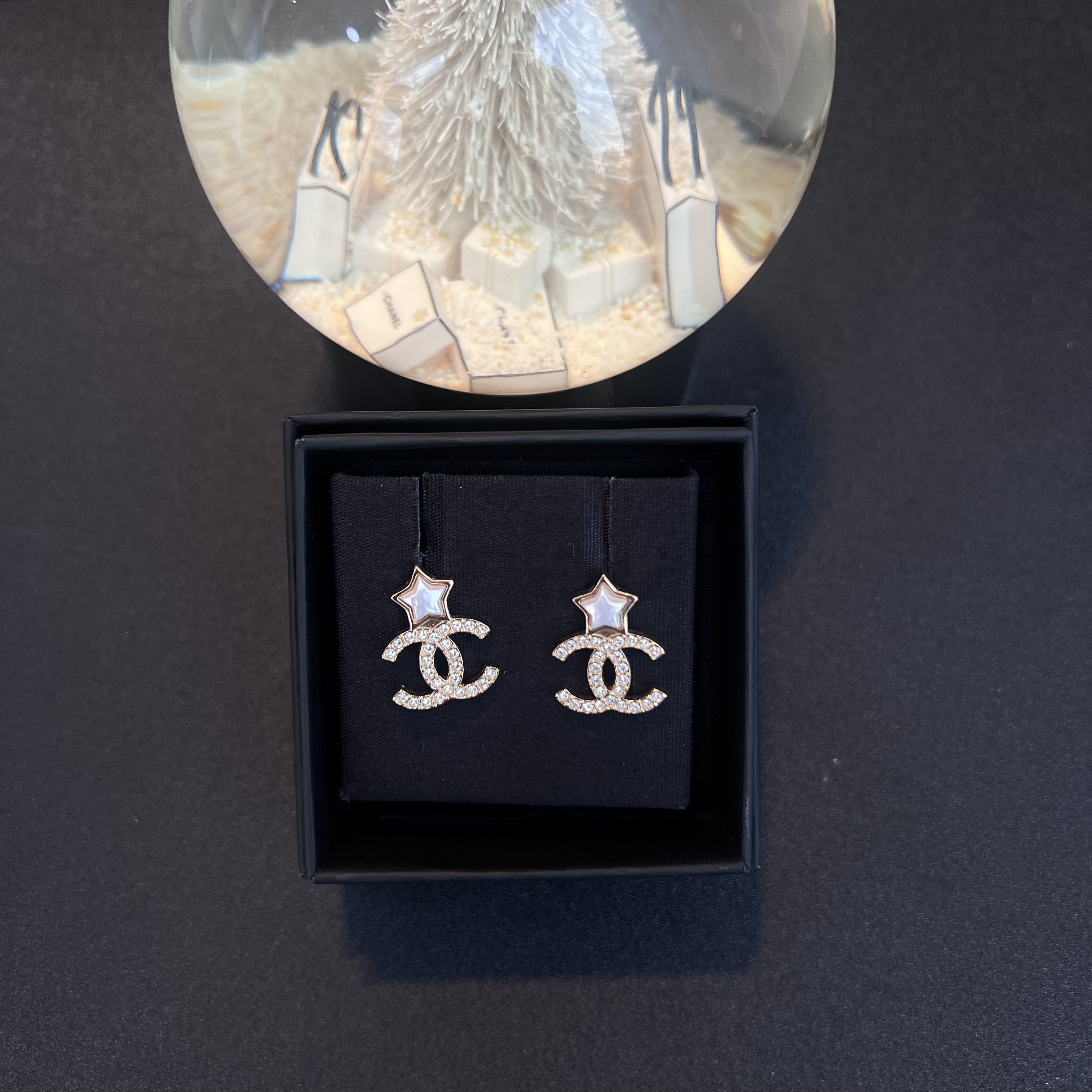 99新 Chanel/香奈儿 香奈儿24C五角星贝母双C耳钉