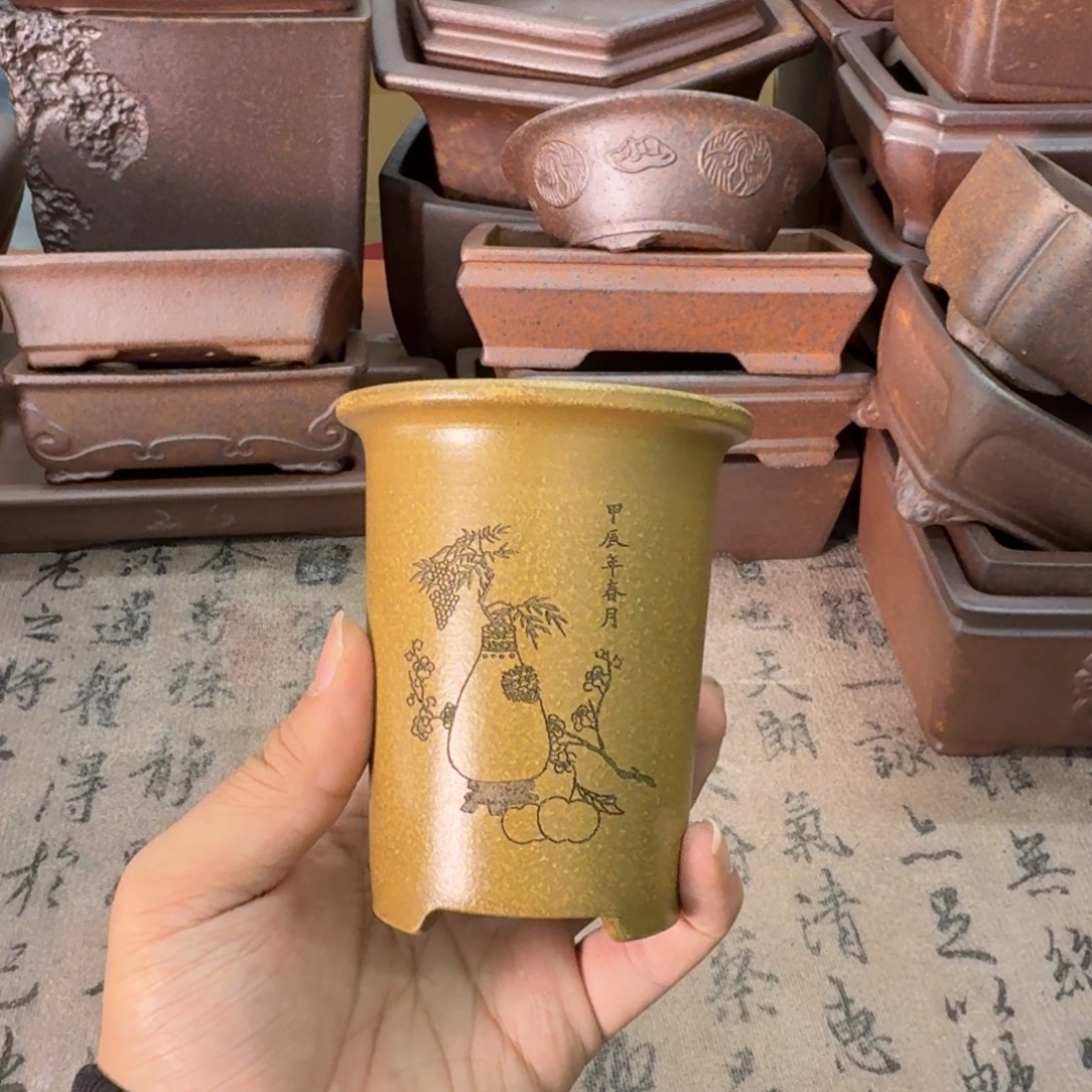 紫砂花盆68号宜兴紫砂正品花盆6.5x9.5