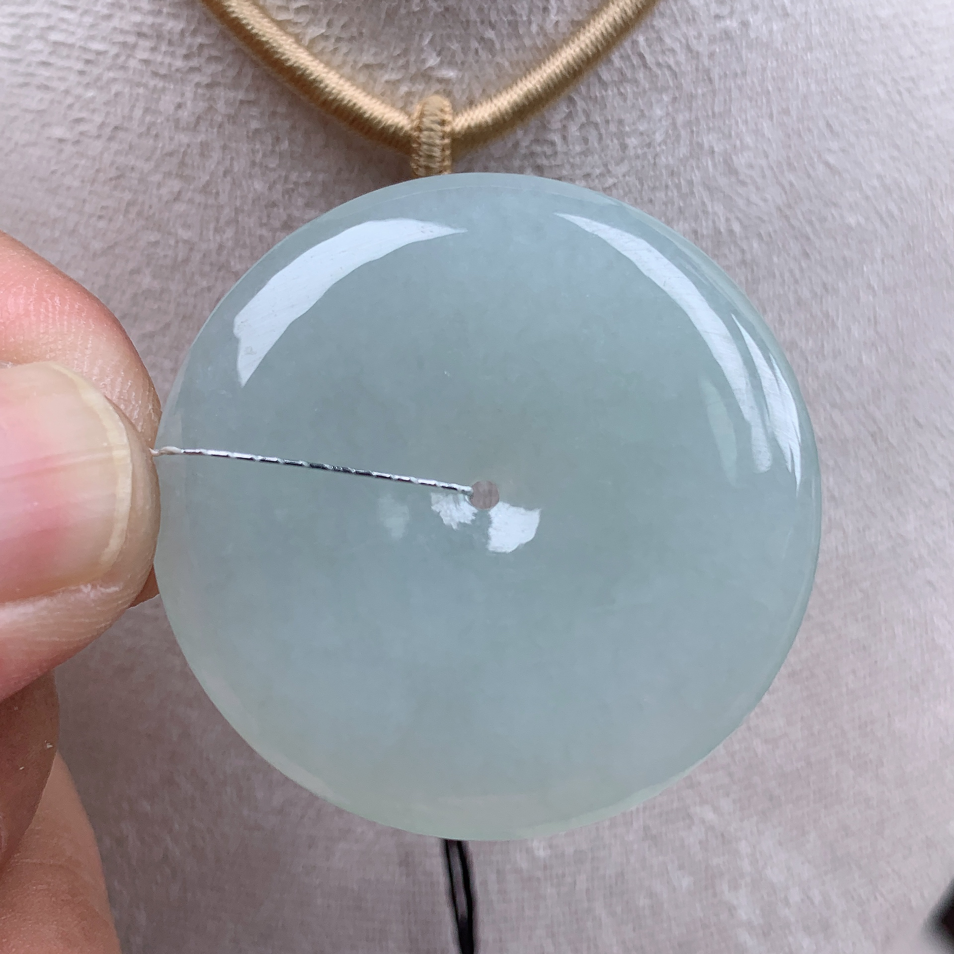 缅甸天然A货男女款冰种挂件白月光平安扣玉坠翡翠吊坠39.1-5.8