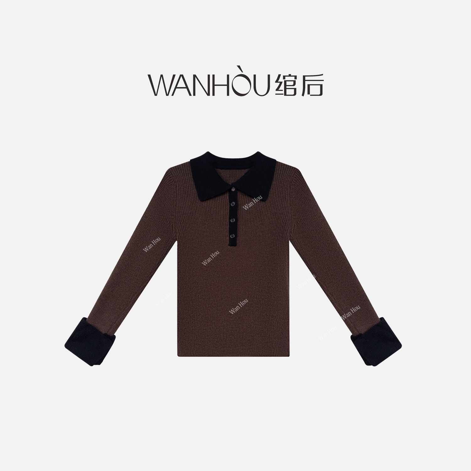 【C4432】绾后-新款小香风喇叭袖polo领针织内搭打底衫上衣SS