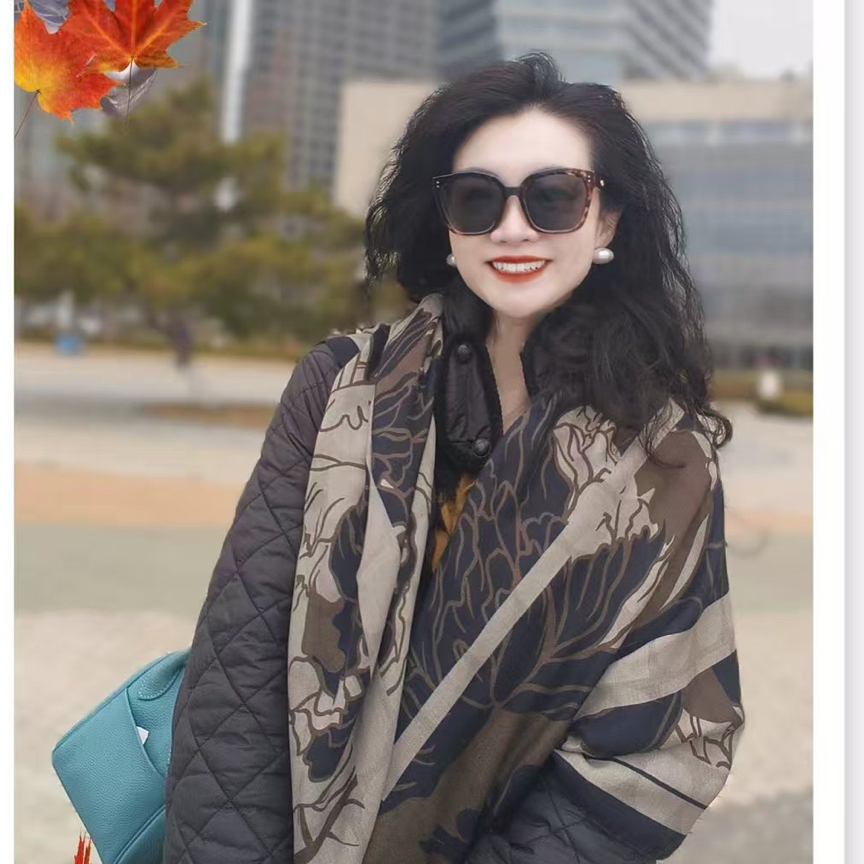 【130城市大牡丹】柔软大方巾摩登气质百搭大围巾