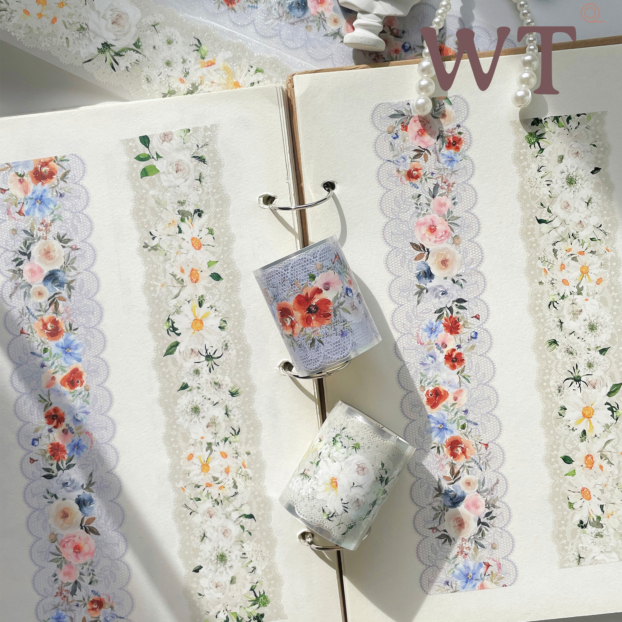 WT原创胶带 蕾丝花园 纱织花蕾 异形模切花边手帐胶带博主同款INS