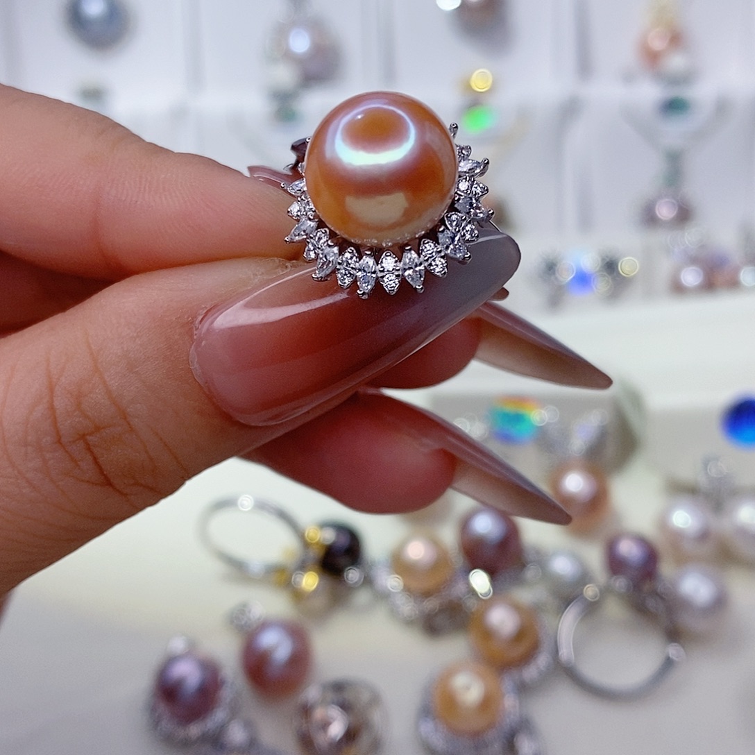 胖***肥银S925镶嵌淡水珍珠戒指