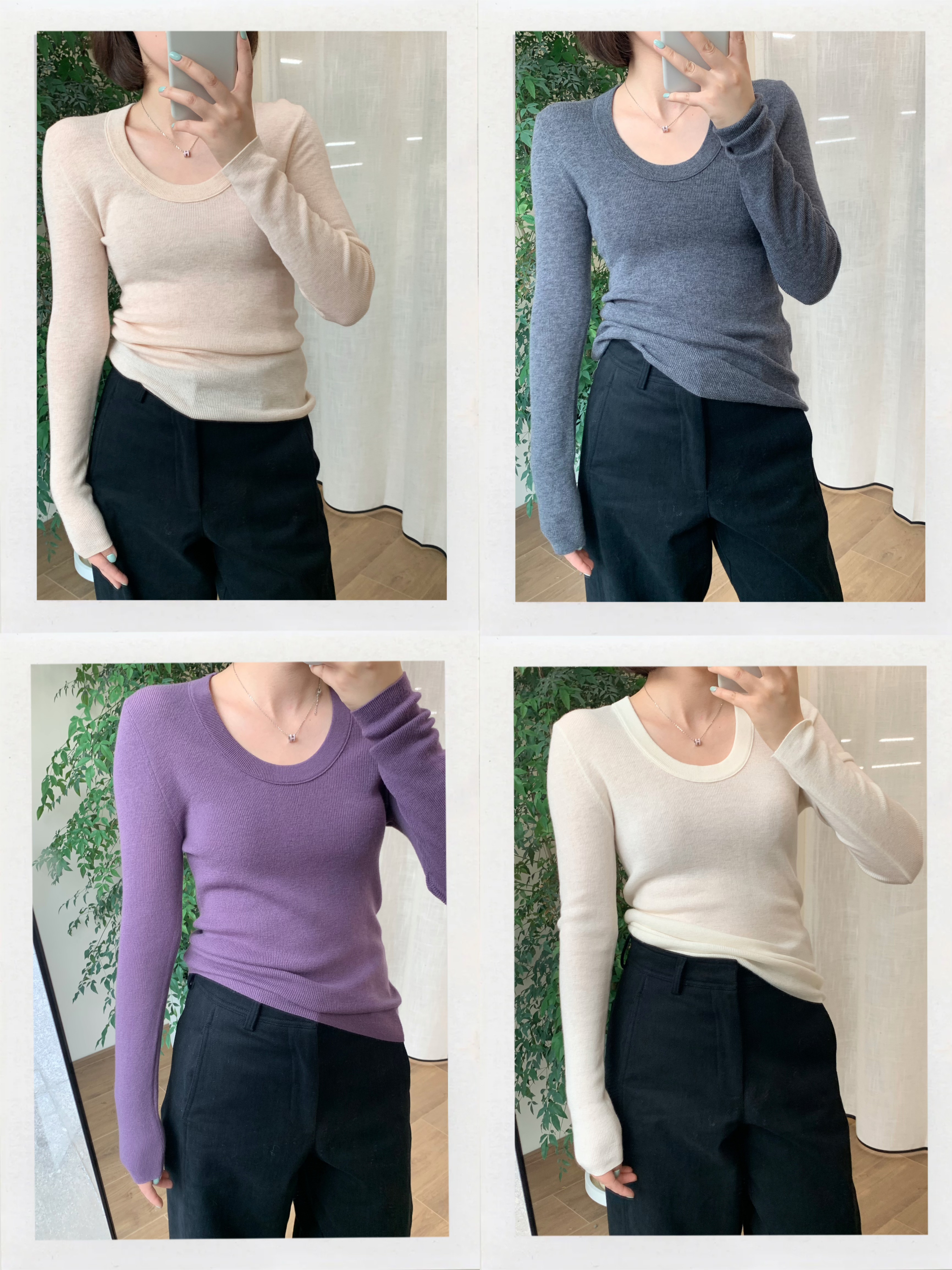 经典四色100绵羊毛鹅蛋领打底衫