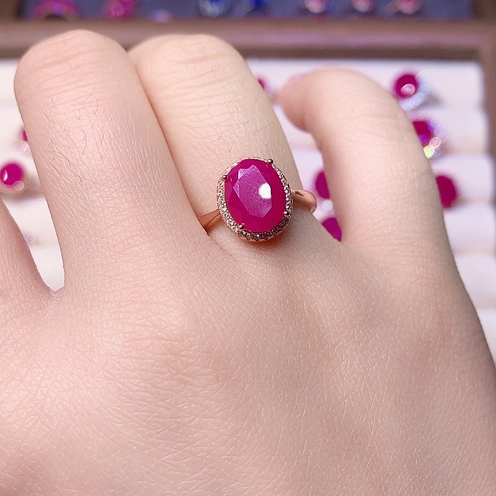 红宝石戒指银S925镶嵌