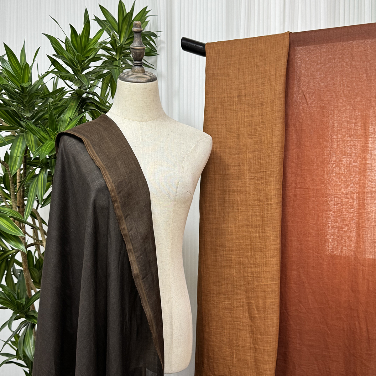 苎麻香云纱/红云纱面料布料150门幅16姆米左右