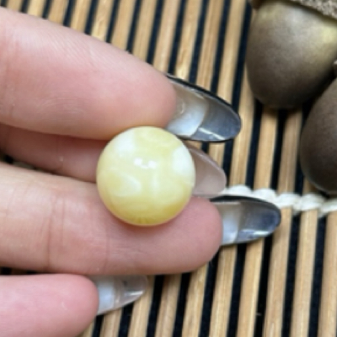 蜜之缘珠宝天然原矿琥珀蜜蜡圆珠14.2mm微瑕皮色水线