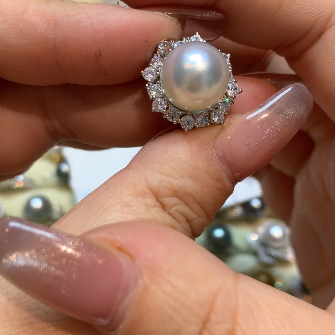 海水珍珠戒指银S925镶嵌