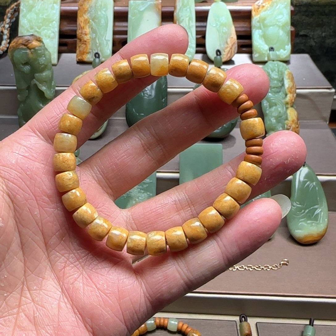 岫岩河磨玉（透闪石质玉）手串未镶嵌@**风