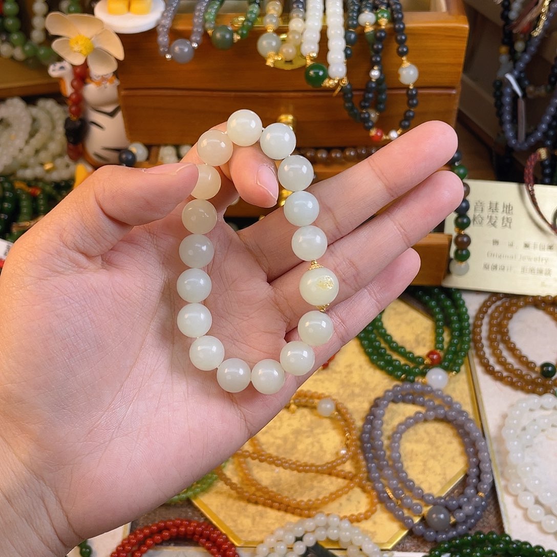 和田玉单圈手串未镶嵌