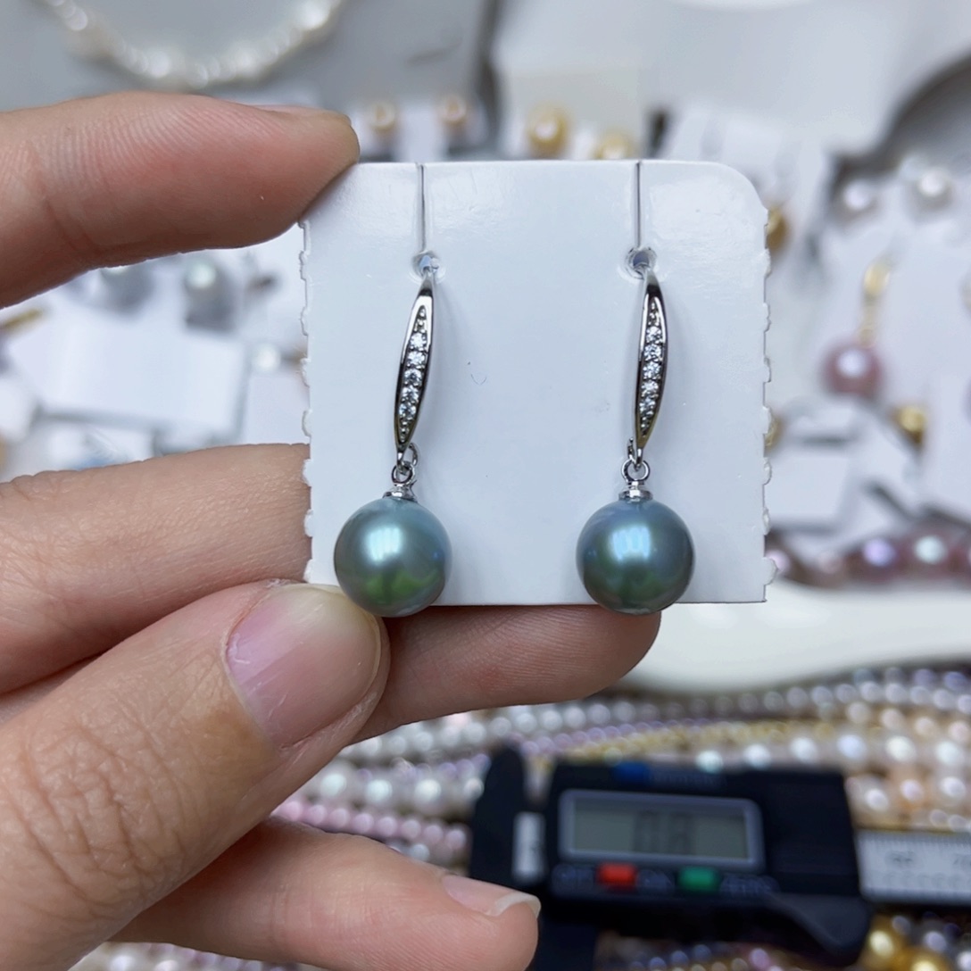淡水珍珠耳饰银S925镶嵌