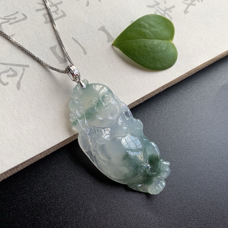 金镶嵌《站佛》逍遥佛，天然缅甸翡翠A货吊坠高冰女士气质
