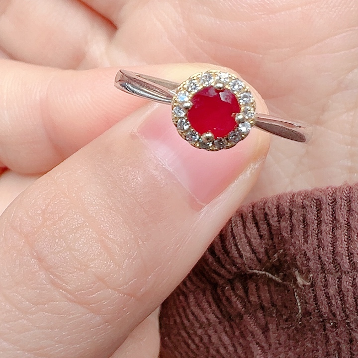 银S925镶嵌戒指红宝石