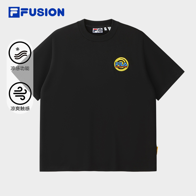 FUSION斐乐潮牌情侣款针织短袖衫2025年夏季新款时尚T11U524103F
