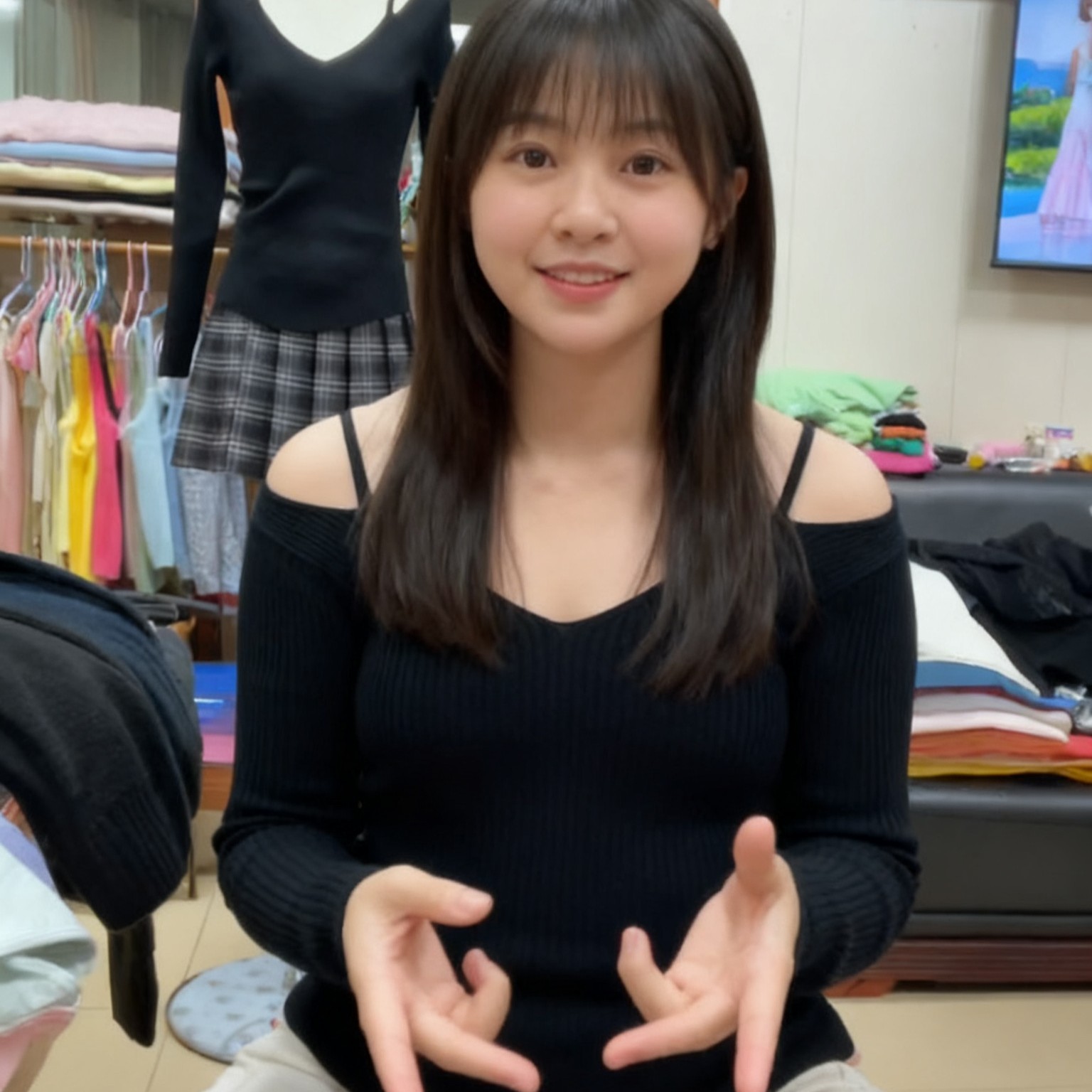 【ASKYO】智秀打底衣修身收腰纯色粉色秋冬套头针织毛衣针织衫