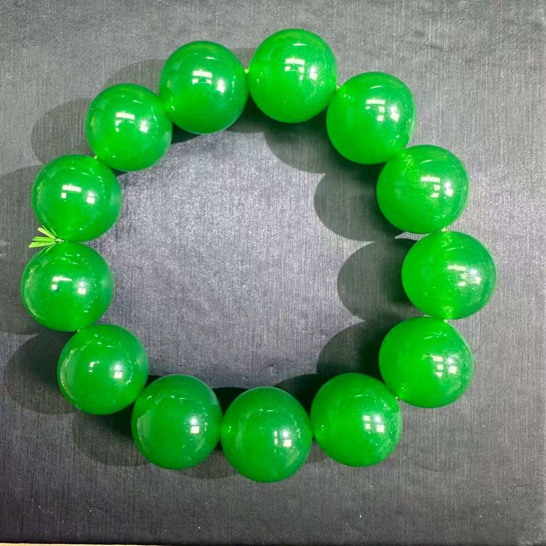翡翠冰绿16mm手链H269
