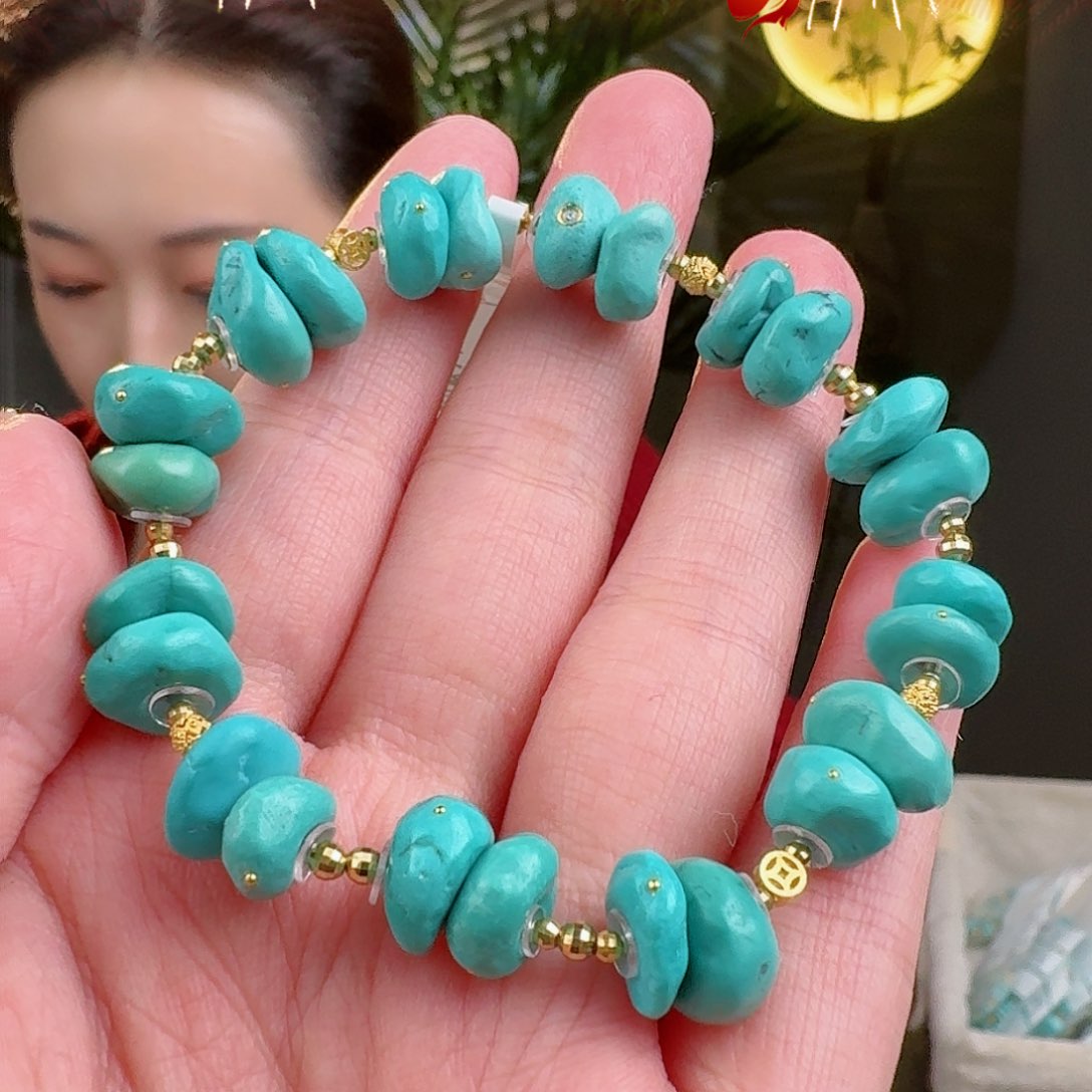 绿松石珠宝奇石18K金镶嵌