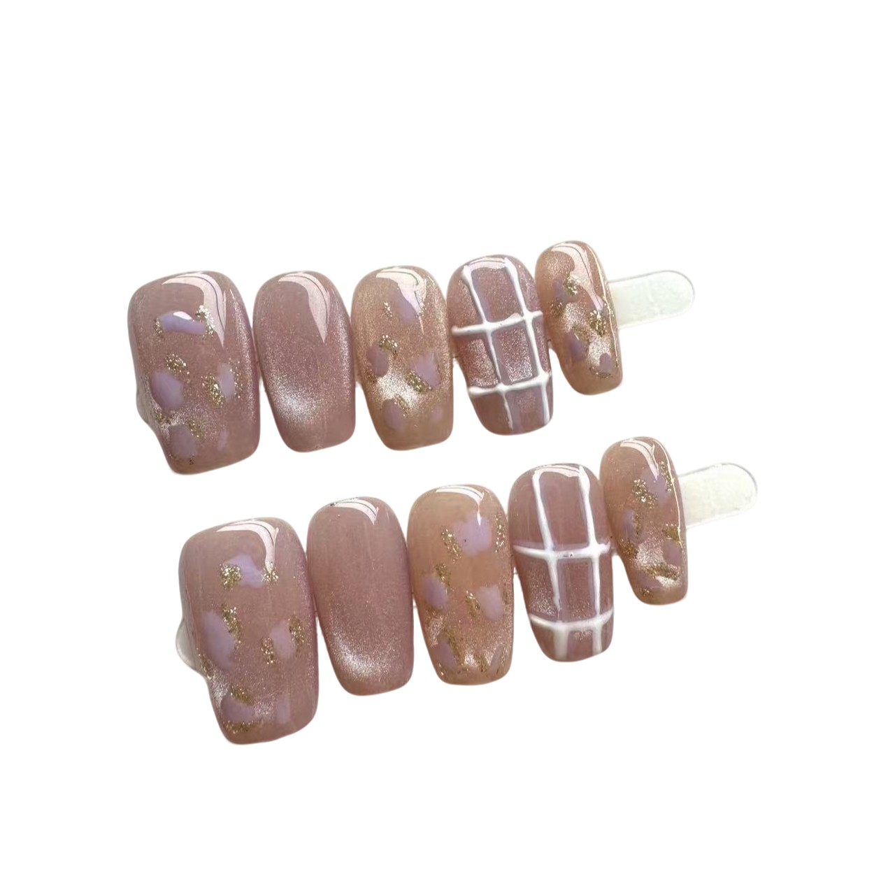 【波点法式】中长款纯手工定制美甲拆卸穿戴甲A09