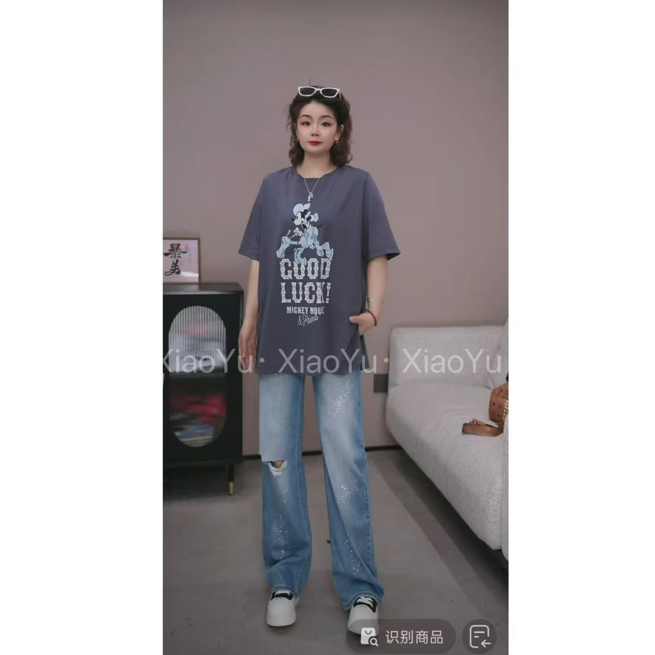 欧货【灰蓝涂鸦米奇短袖T恤】YYX 5161【NO退换】瑕疵品