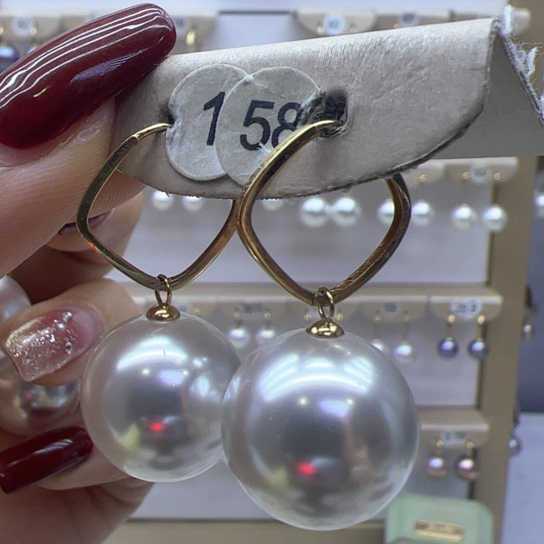 淡水珍珠耳饰18K金镶嵌