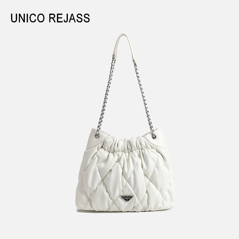 【珊姐专属】新款菱格白色"垃圾袋"托特手提单肩包-50099-2