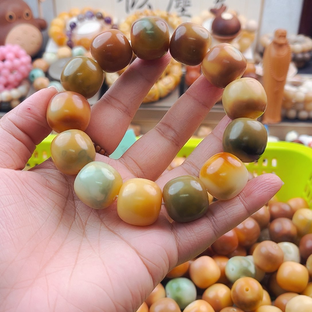 菩提根/象牙果手串花皮桶珠20mm