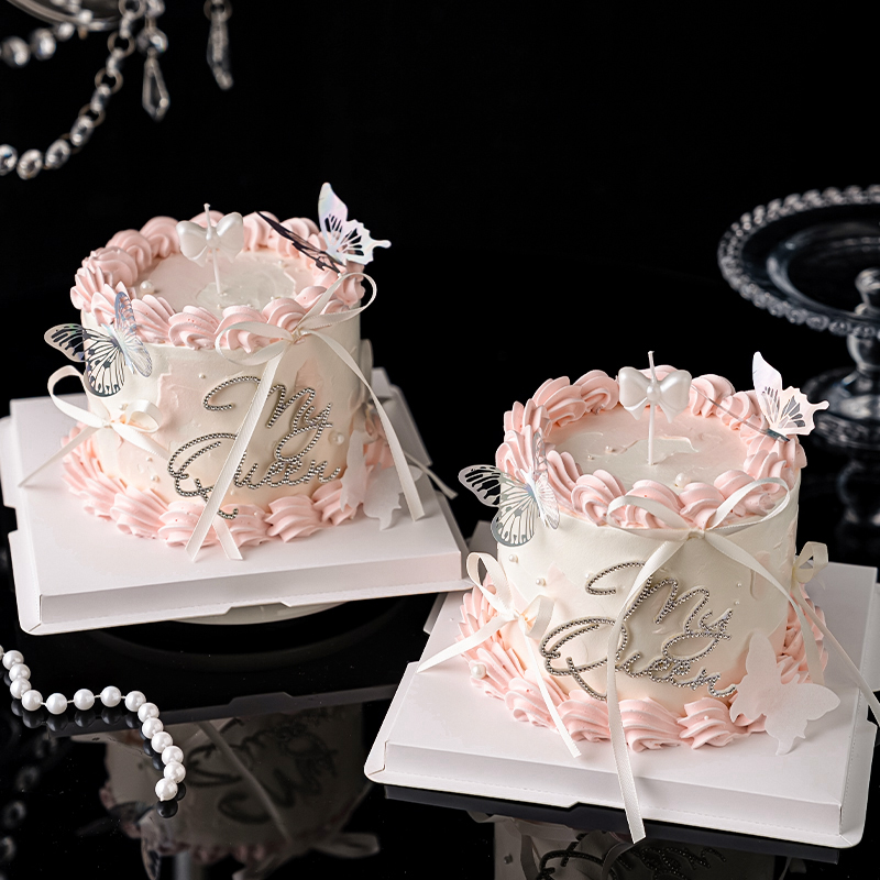 2025女王节蛋糕装饰Queen我的女王水钻摆件3.8女神节幻彩蝴蝶插件