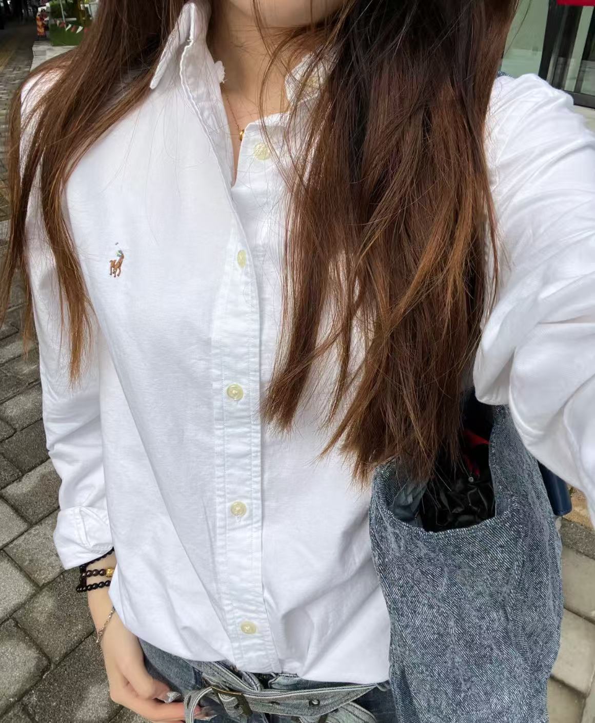 【牛津布净色衬衫】经典彩色小马刺绣纯棉衬衫时尚百搭长袖衬衣女