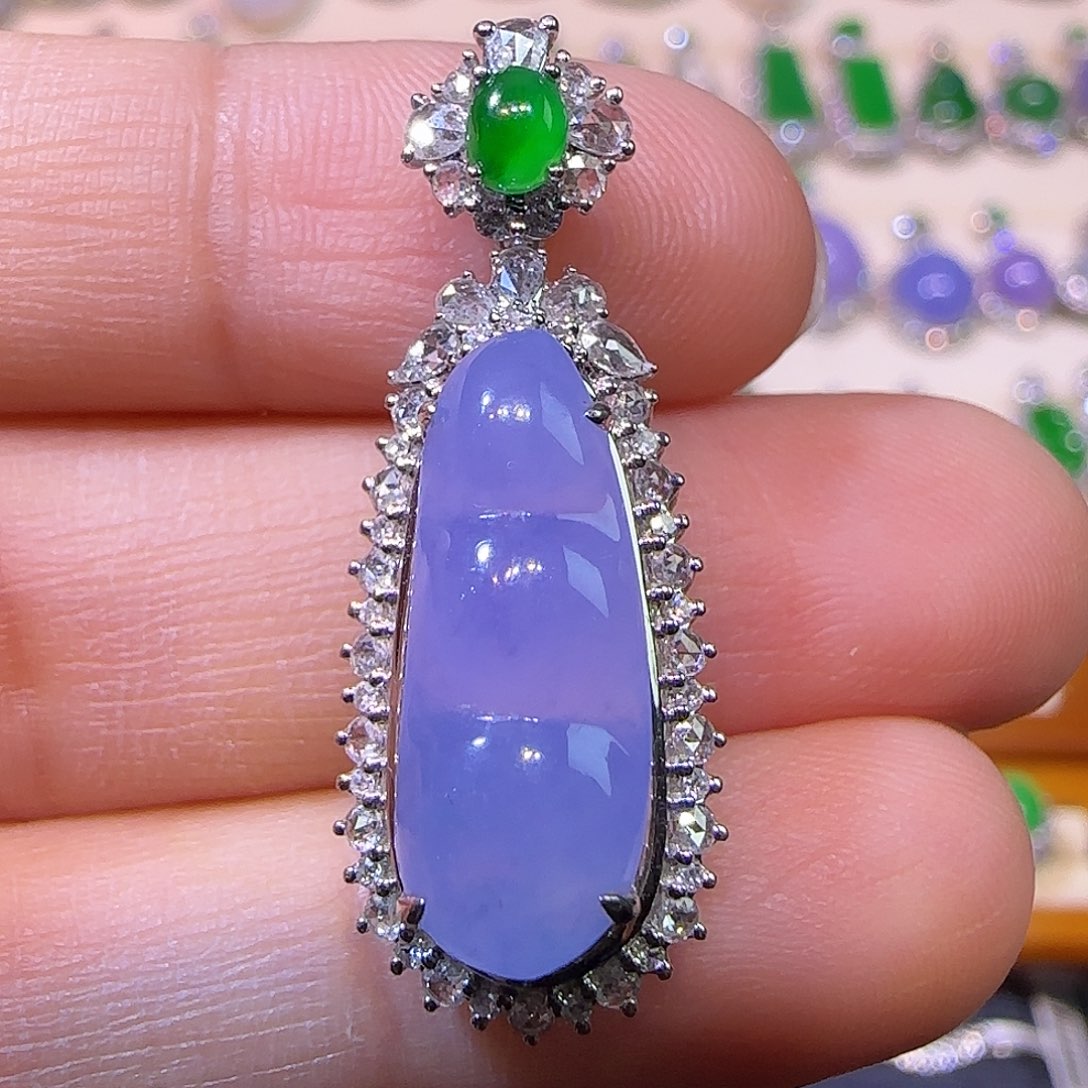 翡翠18K金镶嵌吊坠(不含链)