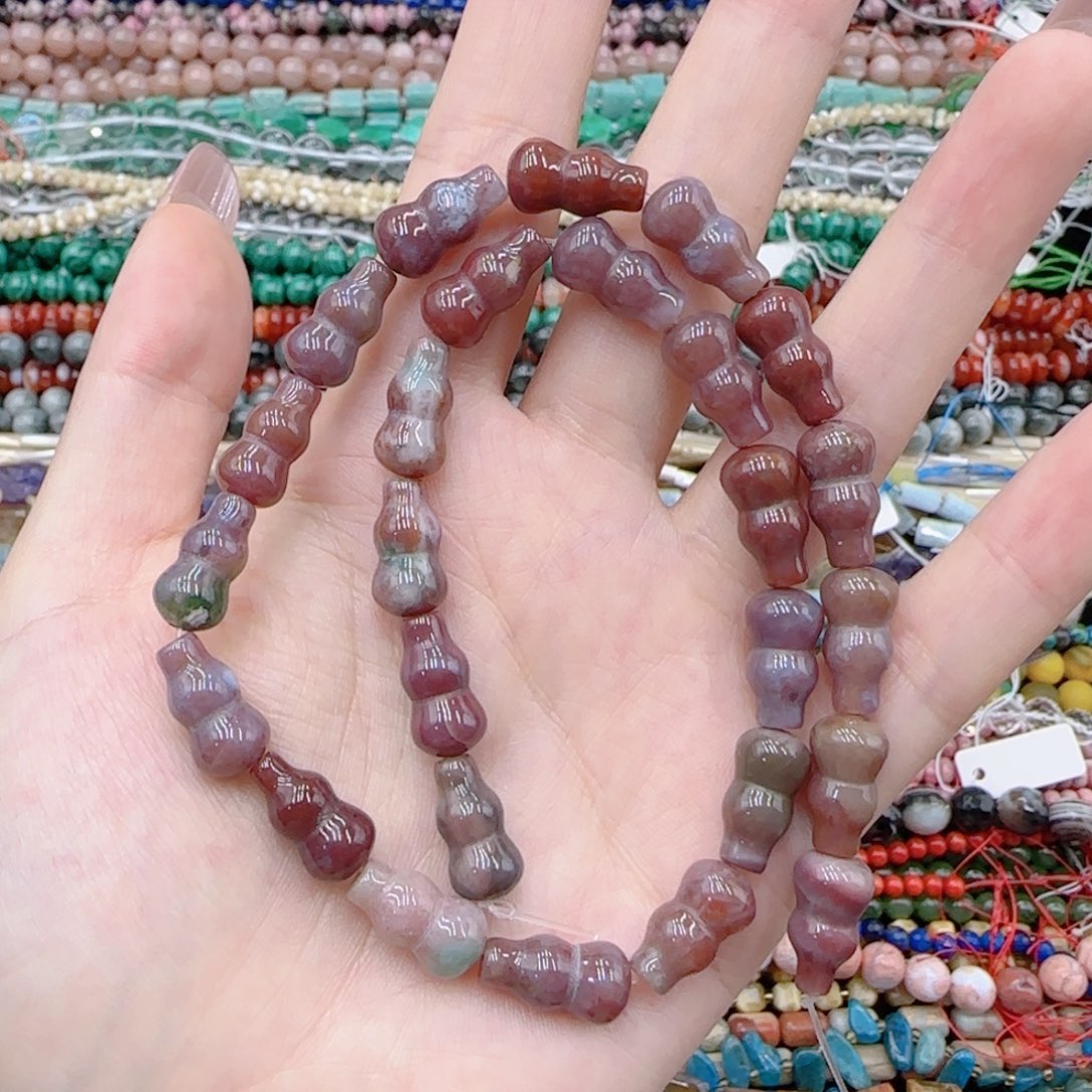 玛瑙/玉髓未镶嵌珠宝半成品印度玛瑙葫芦一条特价