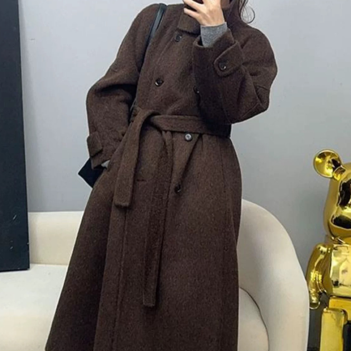 962腰带有无随机双排口加棉大衣