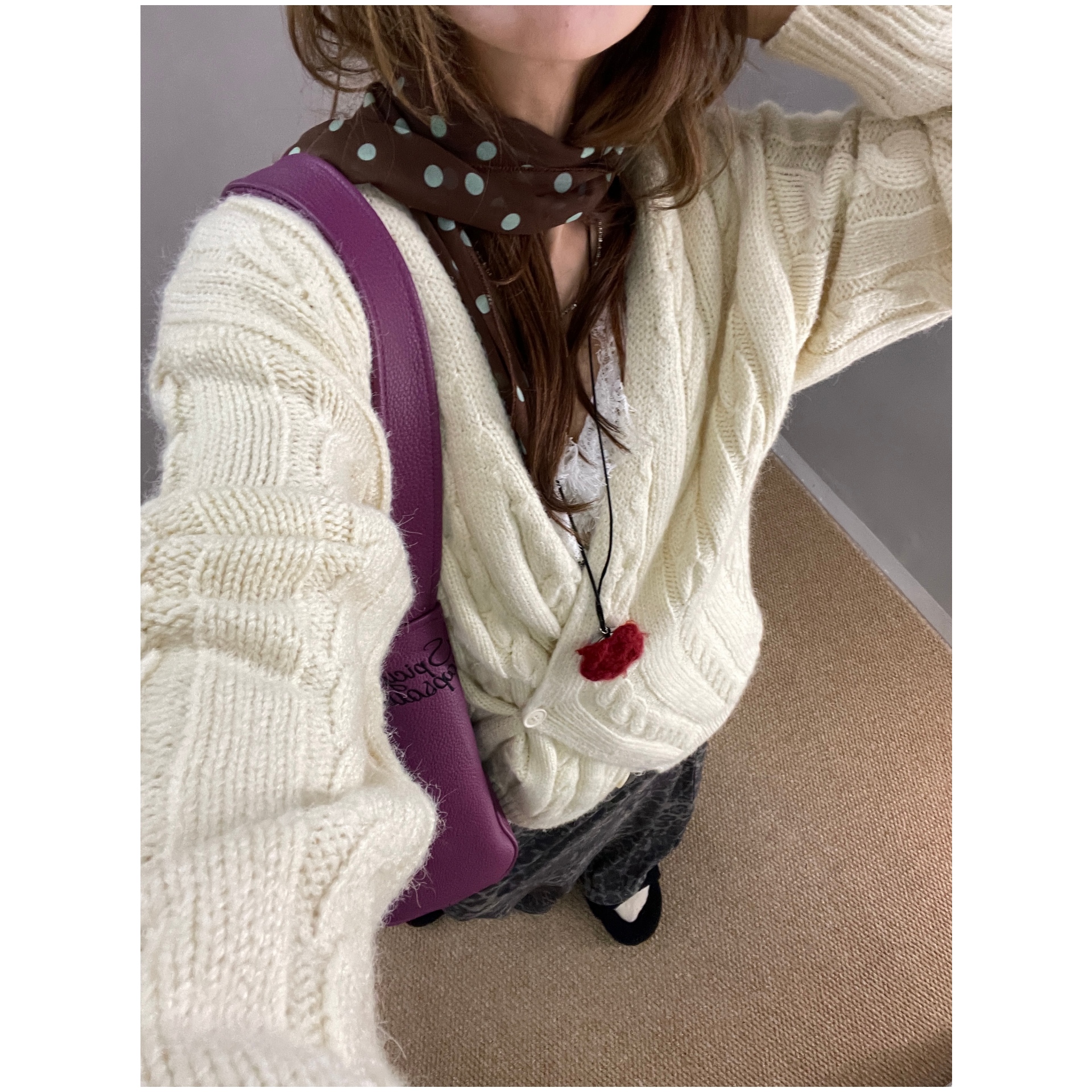 Magic Yous白色恋人-秋冬麻花针织开衫毛衣