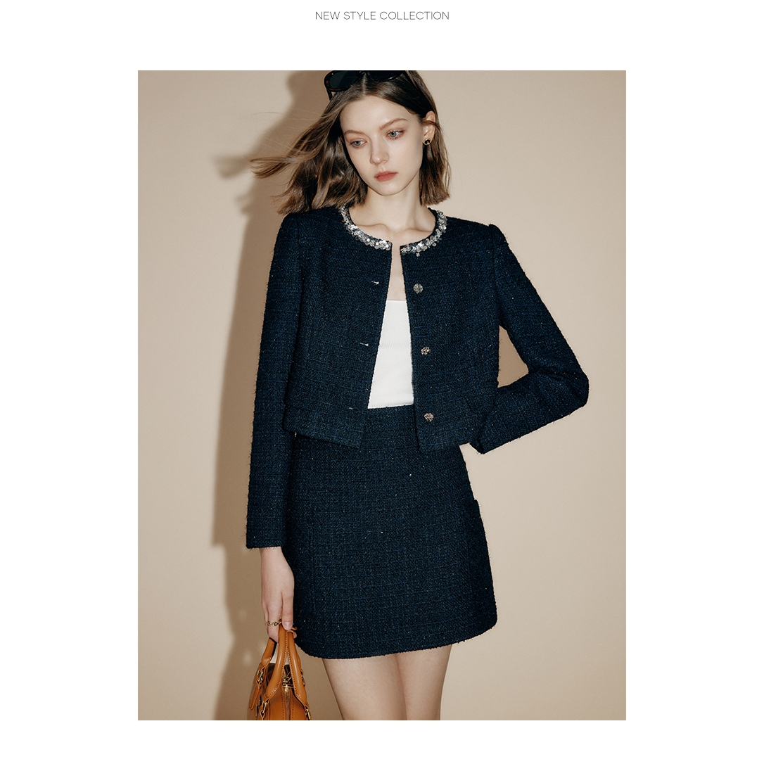 【芋总专属】法曼萱法式亮片小香风外套女高级感2025小个子外套