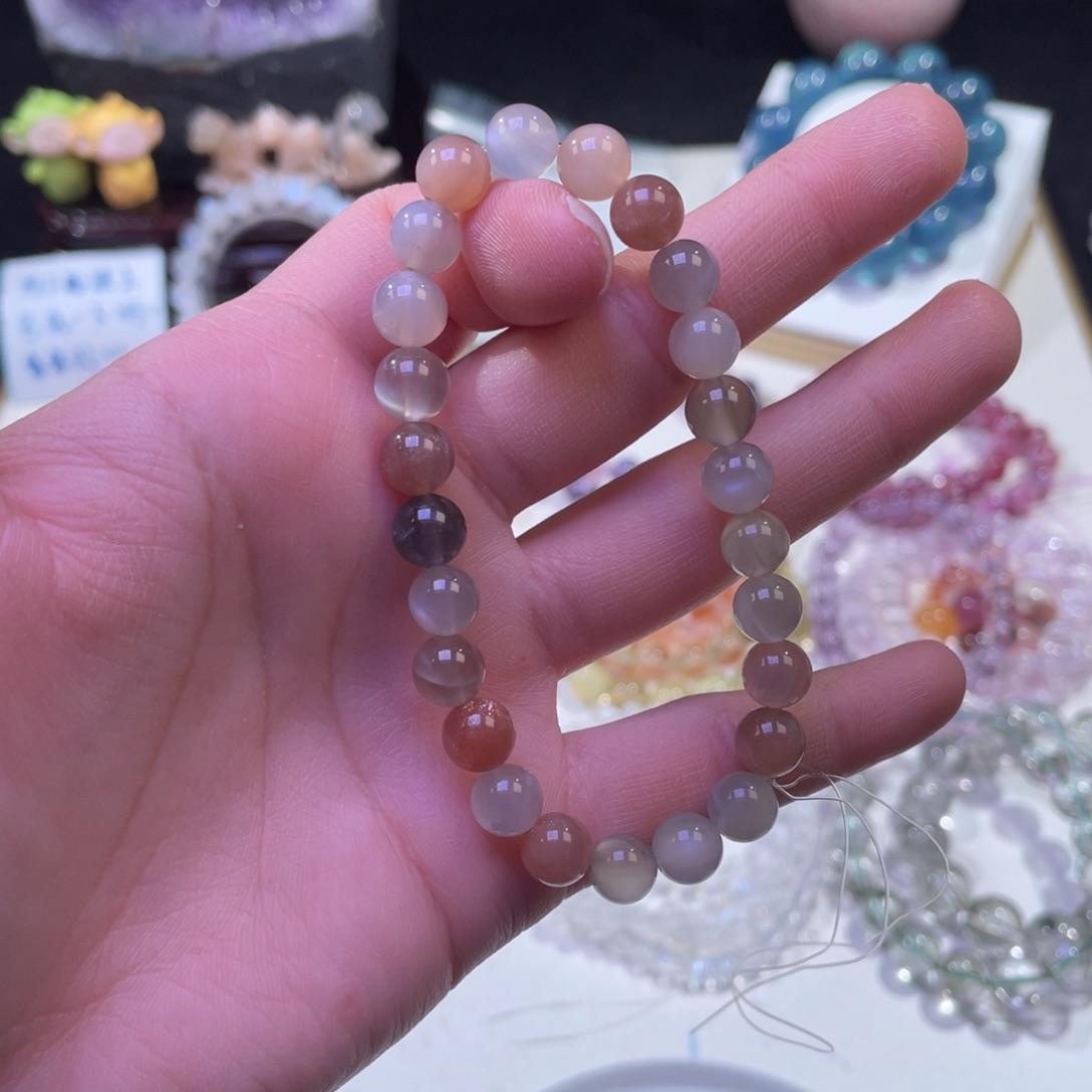 未镶嵌手链水晶小*啊焦糖奶茶色彩月光7+