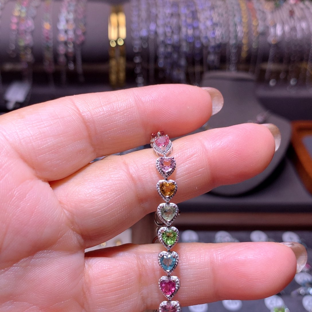 快***云手链）银S925镶嵌碧玺