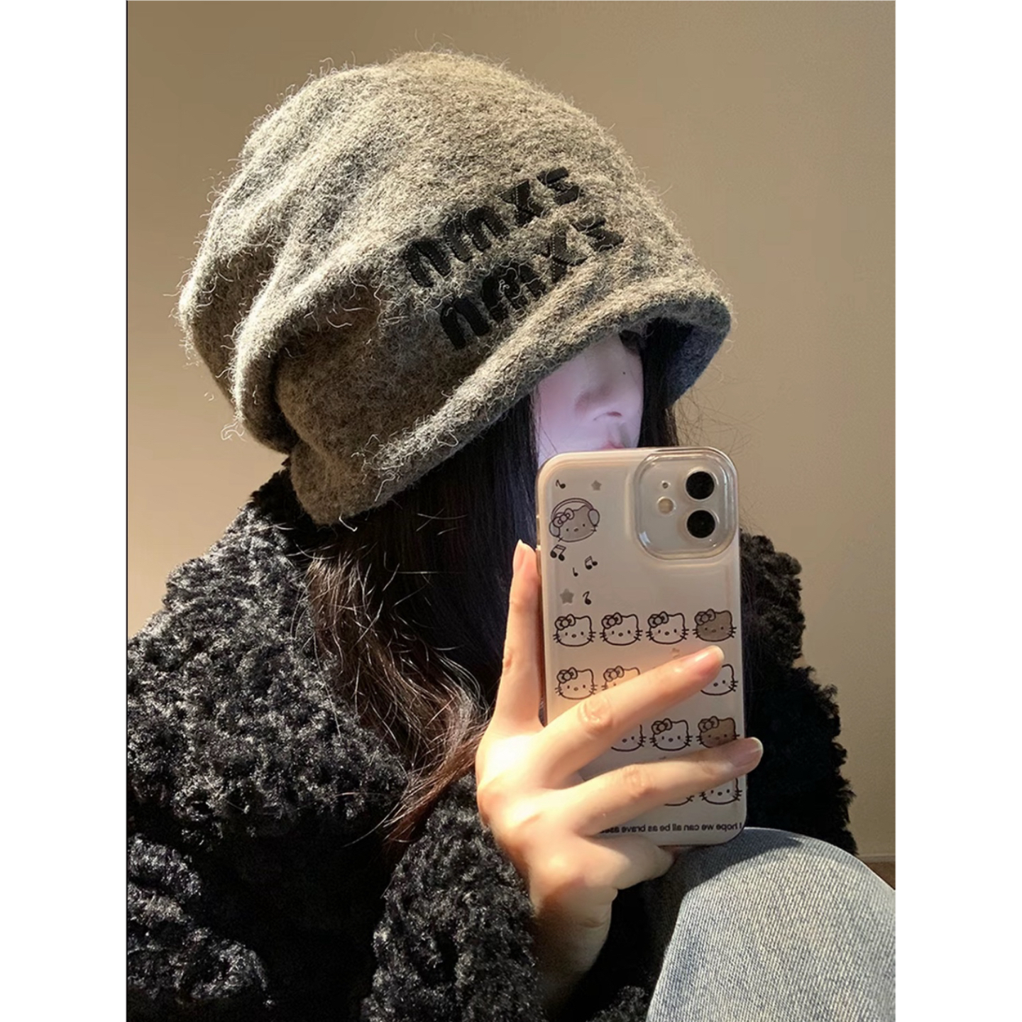 雪雪家【52-65】大头围韩版字母ZX加厚堆堆冷帽秋冬显脸小保暖百搭