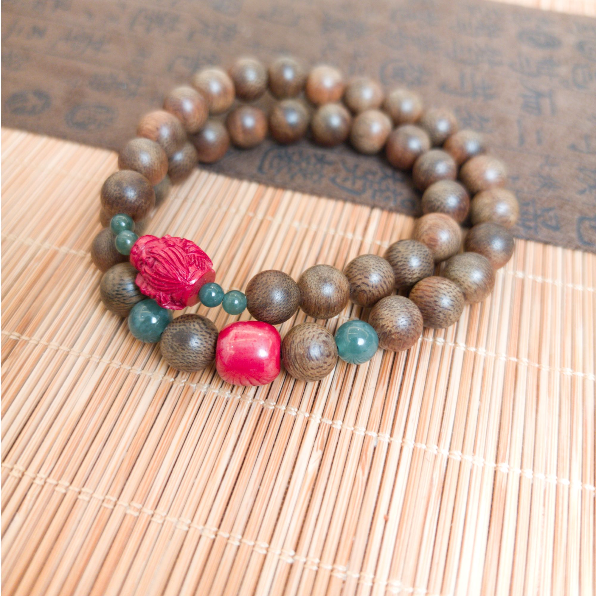 纳善【福禄双寿】芽庄天然结香黄棋楠0.8蓝翡手串/串-CZCP00868TZYB