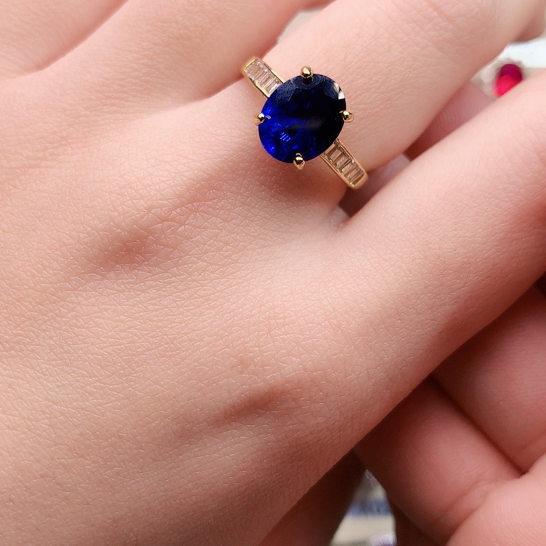 银S925镶嵌蓝宝石戒指