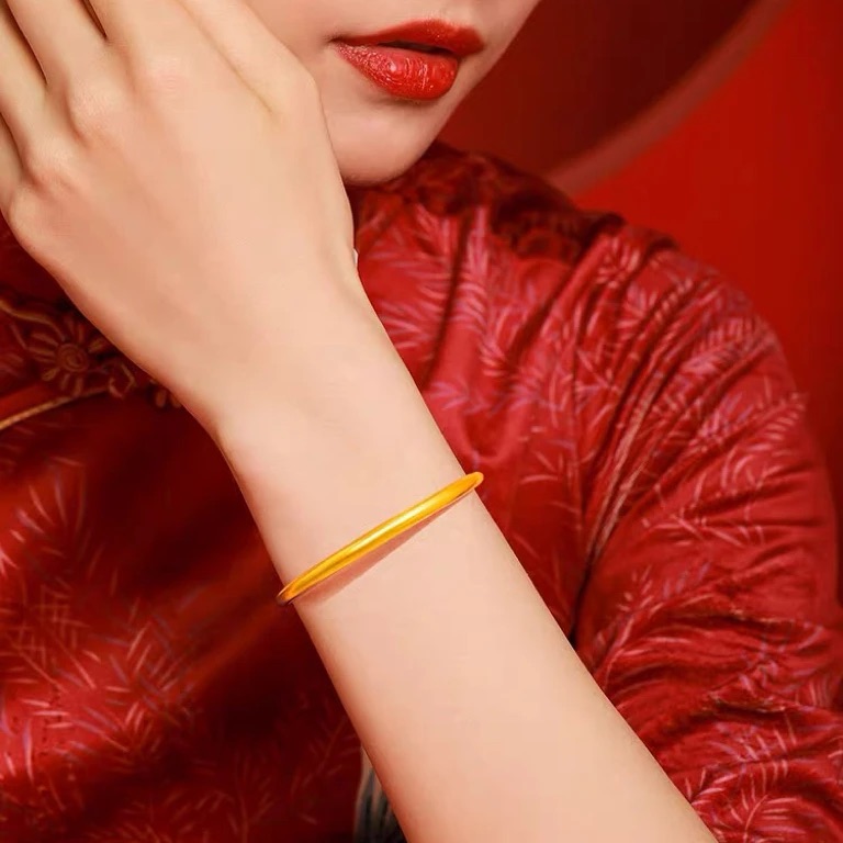 足银手镯 足银999手镯古法传承磨砂简约百搭经典时尚