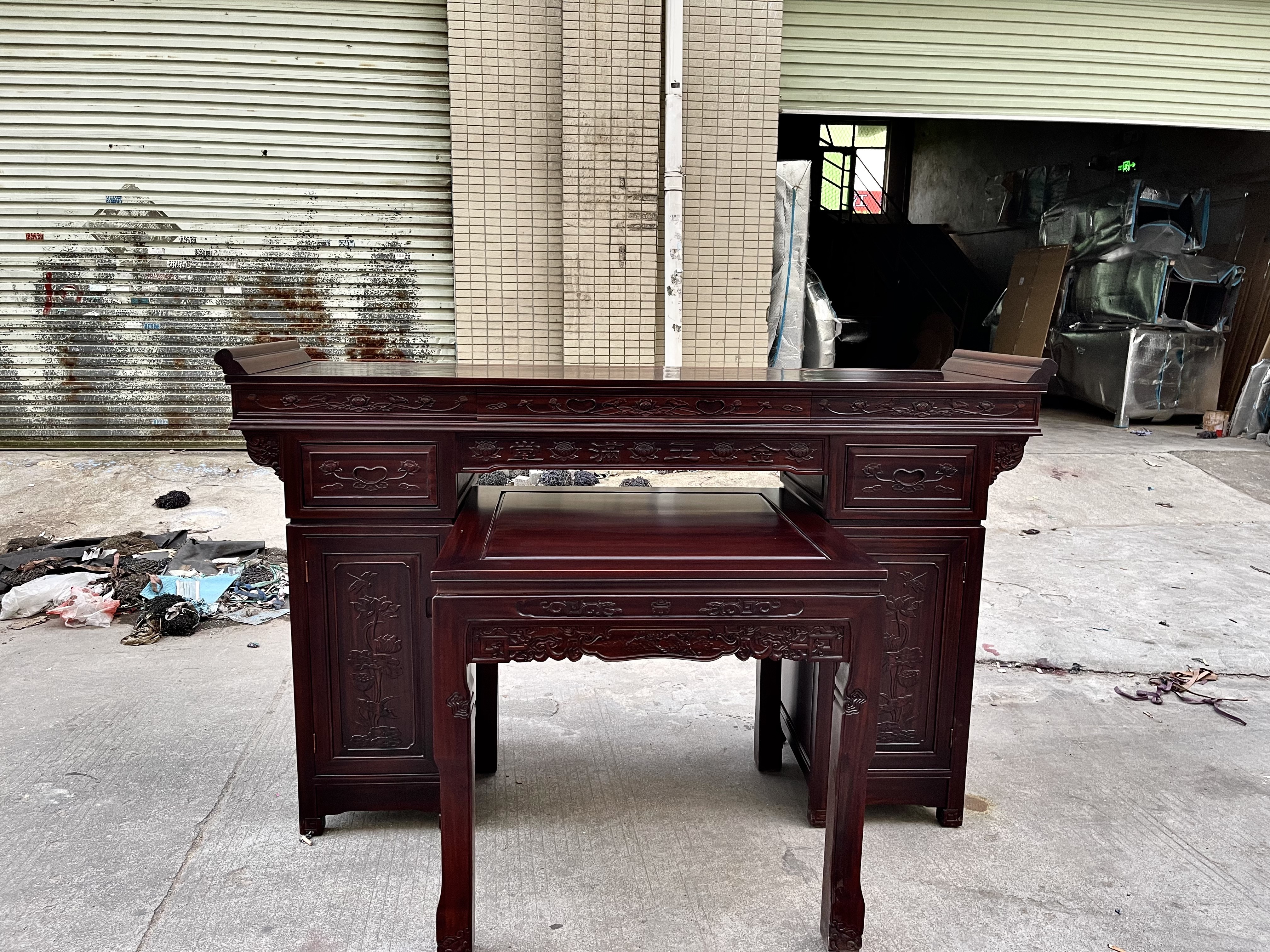 古典雕花供桌条案榫卯结构中国风油漆工艺