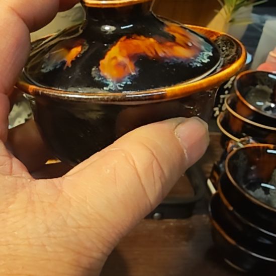 天然老黑釉斗笠盏盏