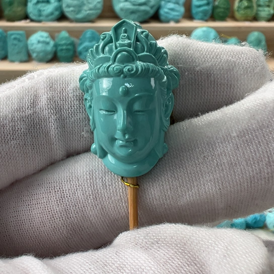 未镶嵌绿松石观音17.3mm