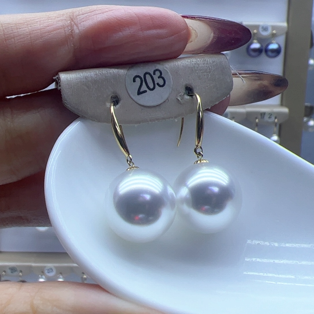 淡水珍珠耳饰18K金镶嵌