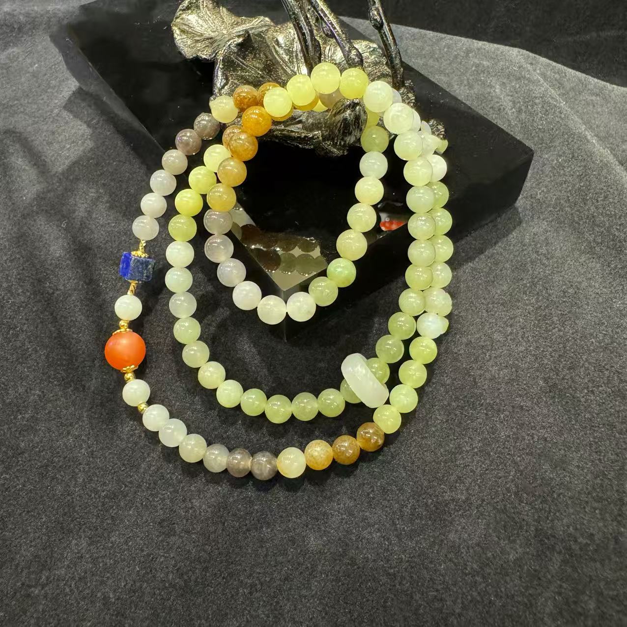 天然和田玉diy颈饰-珠径5.5-6mm-HTY722-不退不换