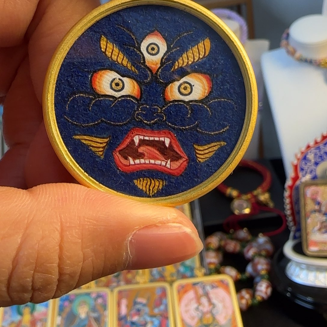 吊坠大黑天热贡唐卡