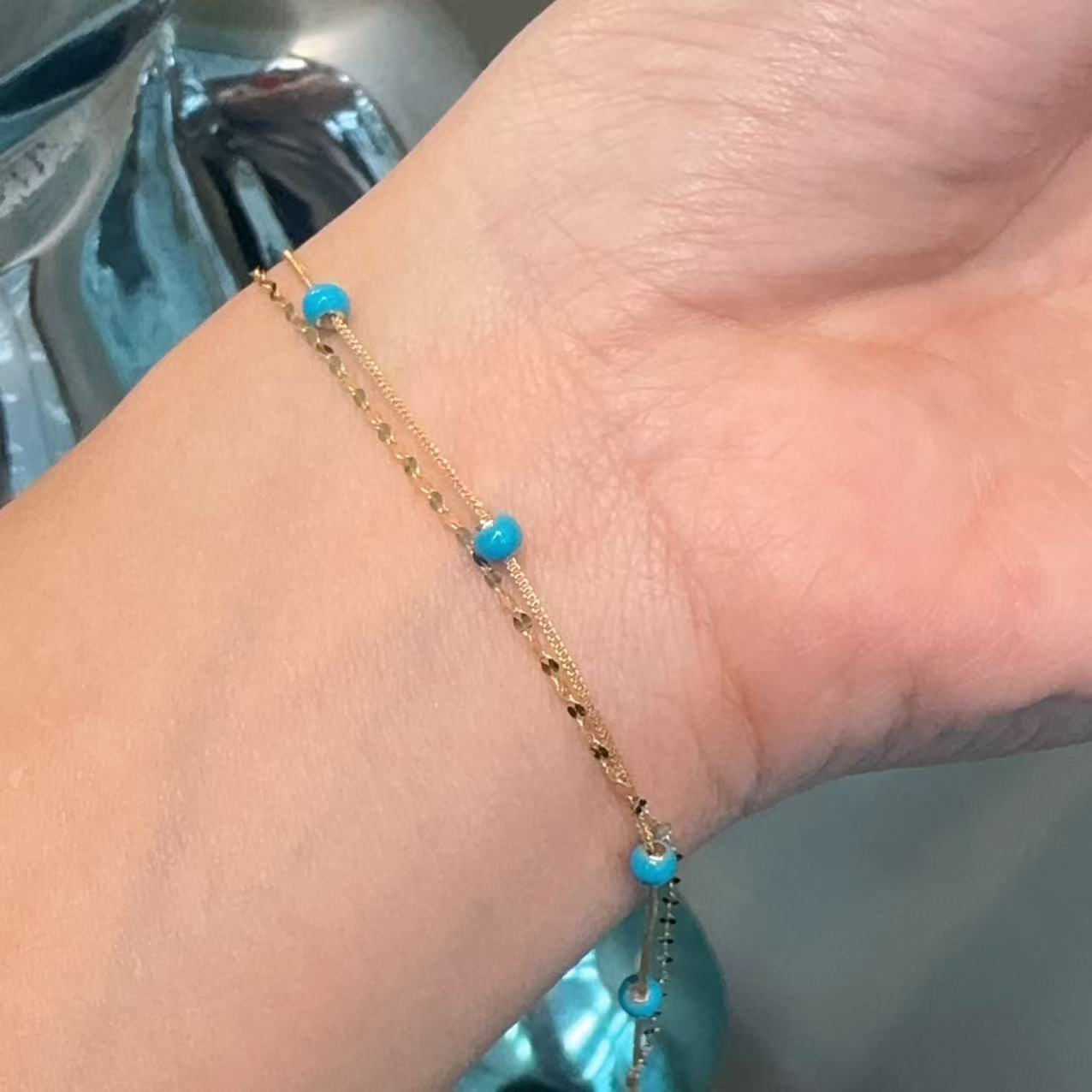 【小晗专属】18k金冰霜蓝双层爆闪手链 多样性发一 时尚百搭国风