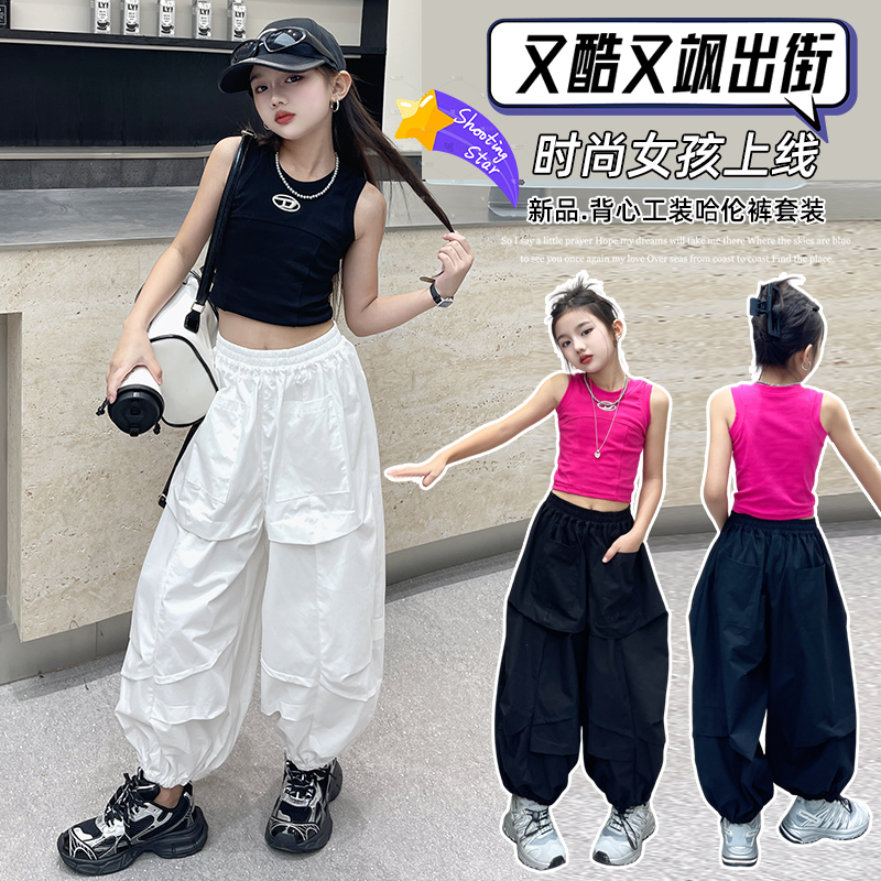 新款大童春秋女裤休闲宽松阔腿运动裤子儿童秋装直筒裤子